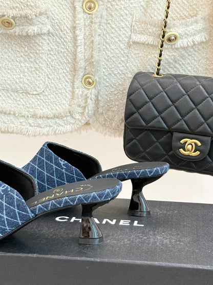 CC 26 Sandal Blue Denim Fabric Sheepskin 609964