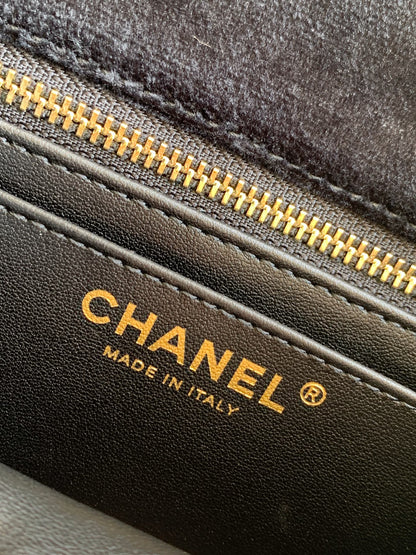 Chanel 2026 Pearl Crush Rectangular Flap 20cm Velvet Leather