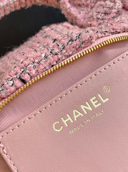 Chanel 2026 Bow Bag 26cm Pink Wool Fabric