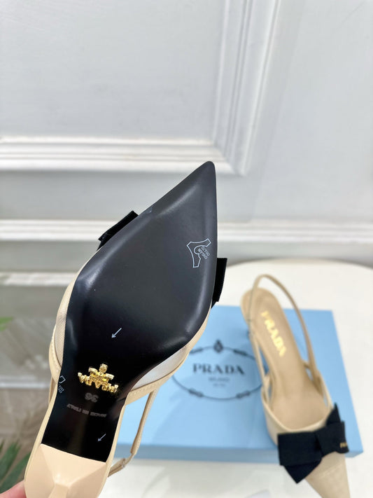PRA 26S Pointed-Toe Slingback 75 Beige Mesh Sheepskin 631963