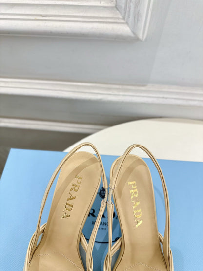 PRA 26S Pointed-Toe Slingback 75 Beige Mesh Sheepskin 631963