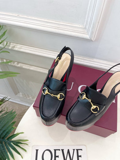 GG 26SS Platform Sandals 130 Black Sheepskin 640262