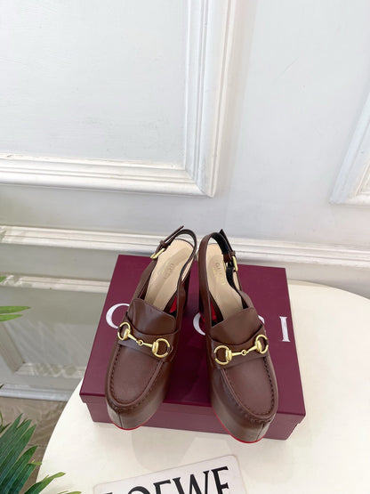 GG 26SS Platform Sandals 130 Brown Sheepskin 640265