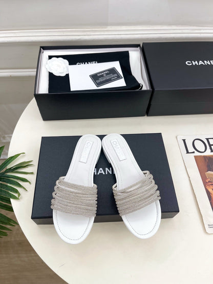 Chanel 2026 Chunky Heel Flat Sandals Sheepskin Leather 831356
