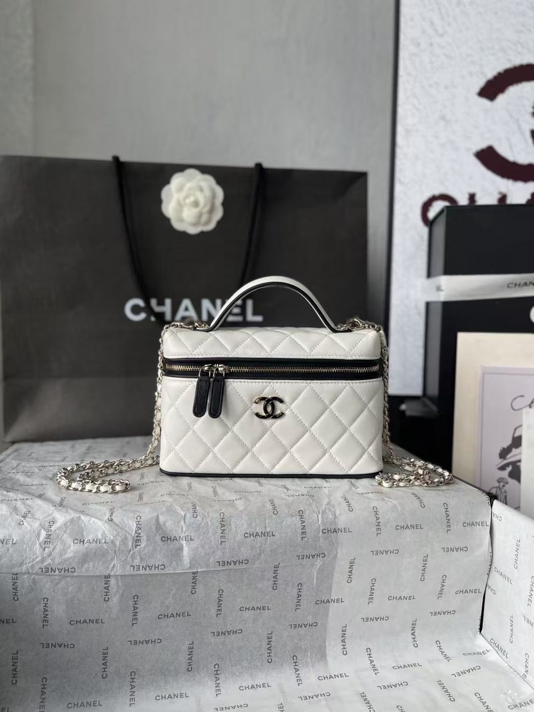Chanel 2026 Panda Hidden Edition Small Box Bag 19.5cm Lambskin